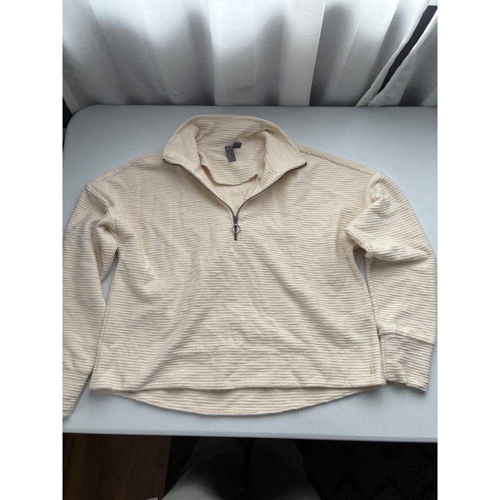 Sweaty Betty Cream Textured Half Zip Pullover Sweatshirt Women's‎ US 10